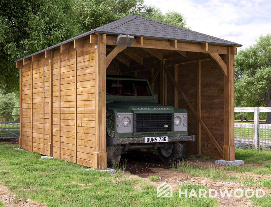 Навес деревянный для автомобиля для дачи №16 - фото 997