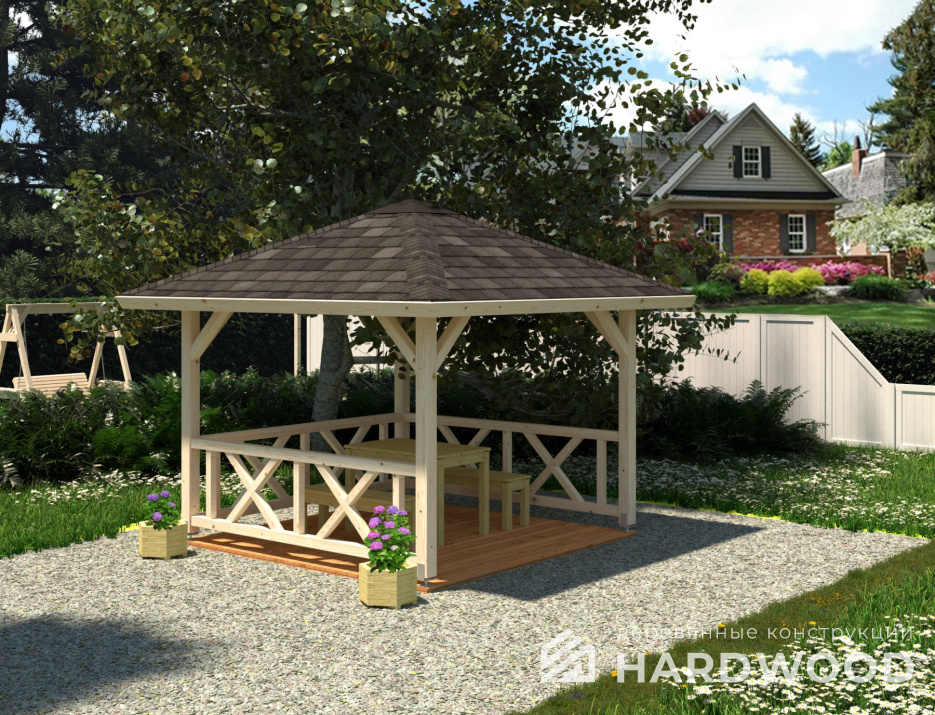 Четырёхскатный навес-беседка №28 - фото 1103