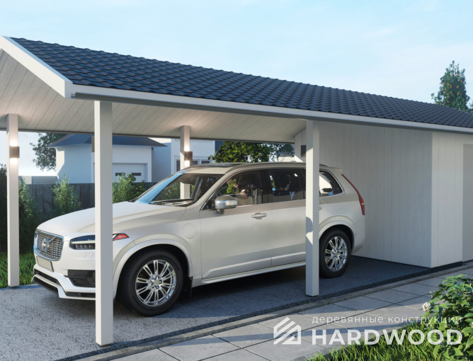 Автомобильный навес двухскатный №6 - фото 959