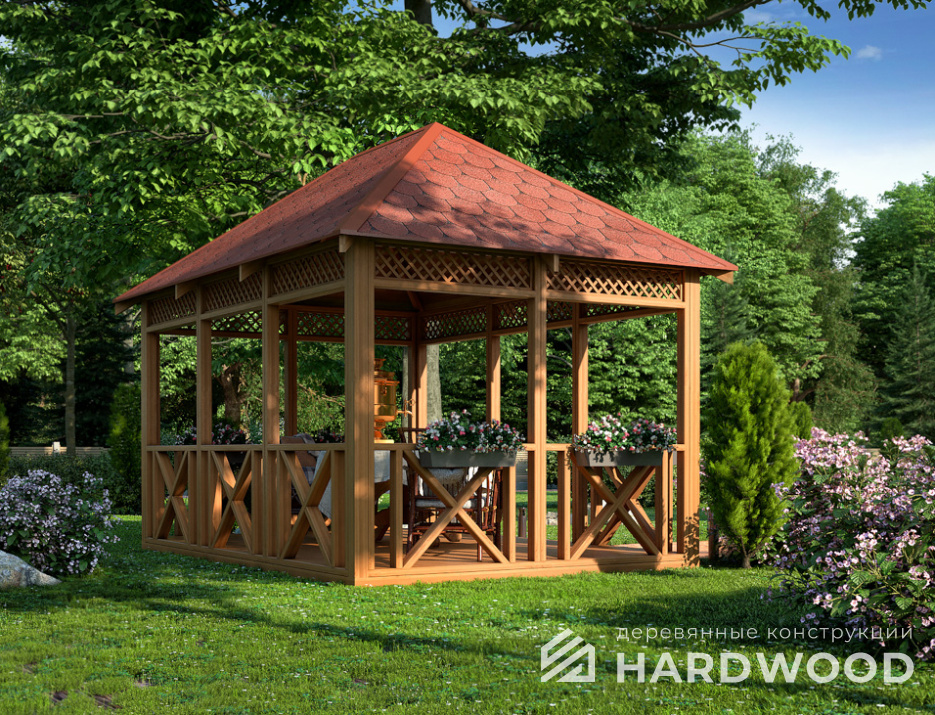 Дачный навес беседка из дерева №60 - фото 1210